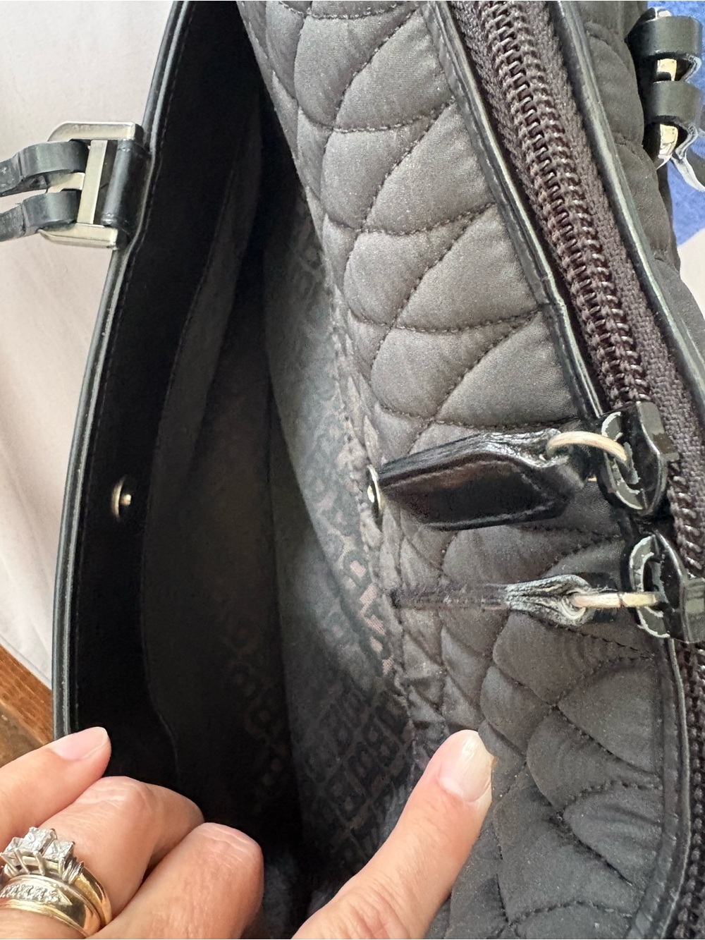 VINTAGE BALLY Black Quilted Nylon Satchel Top Handle Shoulder Bag Leather Trim - Picture 5 of 16